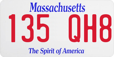 MA license plate 135QH8