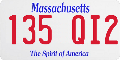 MA license plate 135QI2