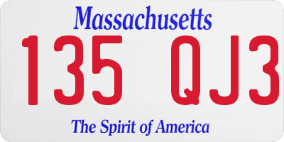 MA license plate 135QJ3