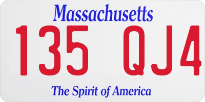 MA license plate 135QJ4