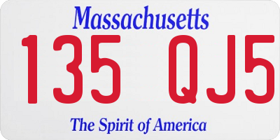 MA license plate 135QJ5