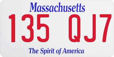 MA license plate 135QJ7
