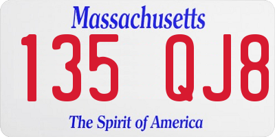 MA license plate 135QJ8