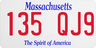 MA license plate 135QJ9