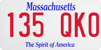 MA license plate 135QK0