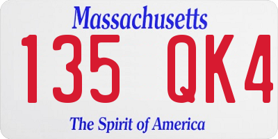 MA license plate 135QK4