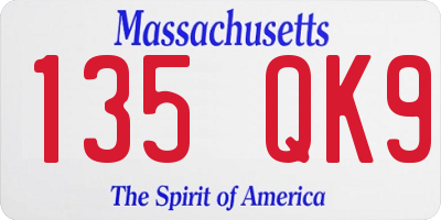 MA license plate 135QK9
