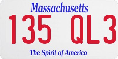 MA license plate 135QL3