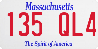 MA license plate 135QL4