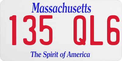 MA license plate 135QL6