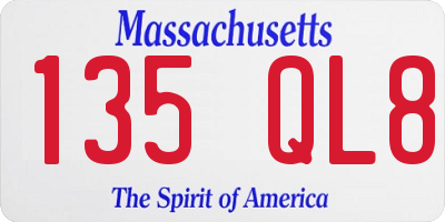 MA license plate 135QL8