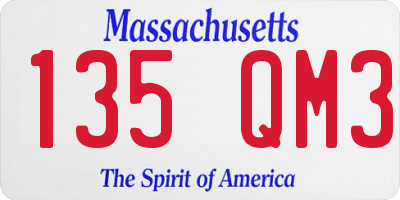 MA license plate 135QM3
