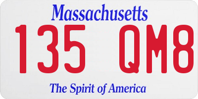 MA license plate 135QM8