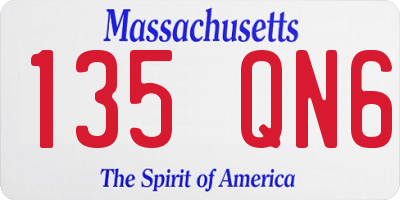 MA license plate 135QN6