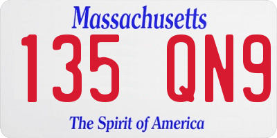 MA license plate 135QN9