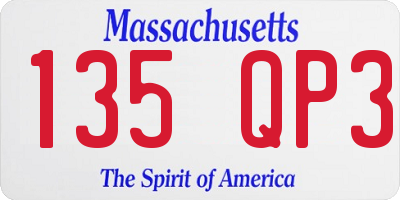 MA license plate 135QP3