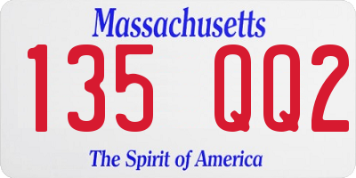 MA license plate 135QQ2