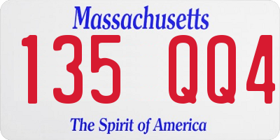 MA license plate 135QQ4