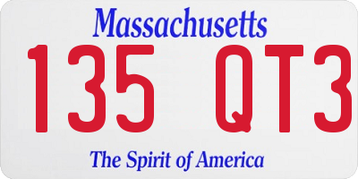MA license plate 135QT3