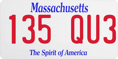 MA license plate 135QU3