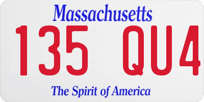 MA license plate 135QU4