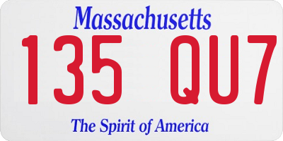 MA license plate 135QU7