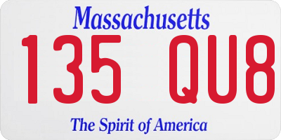 MA license plate 135QU8