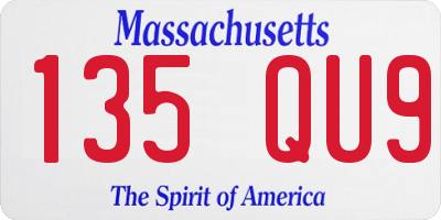 MA license plate 135QU9
