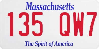 MA license plate 135QW7