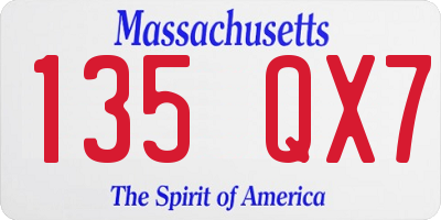 MA license plate 135QX7