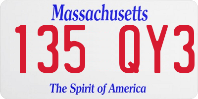 MA license plate 135QY3