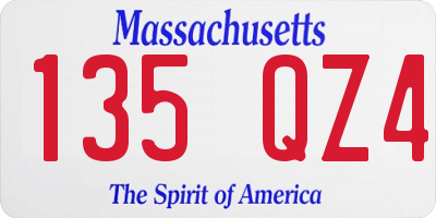 MA license plate 135QZ4