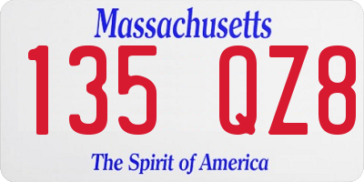 MA license plate 135QZ8