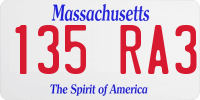 MA license plate 135RA3