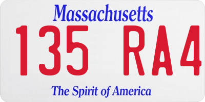 MA license plate 135RA4
