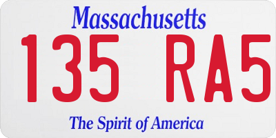 MA license plate 135RA5