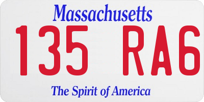 MA license plate 135RA6