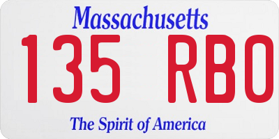 MA license plate 135RB0