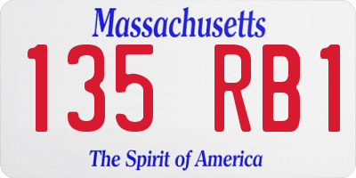 MA license plate 135RB1