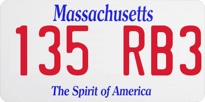 MA license plate 135RB3