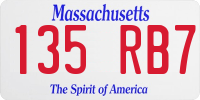 MA license plate 135RB7
