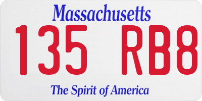 MA license plate 135RB8
