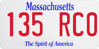 MA license plate 135RC0
