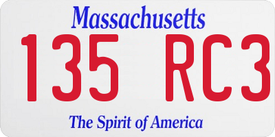 MA license plate 135RC3