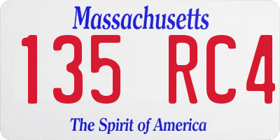 MA license plate 135RC4