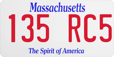 MA license plate 135RC5