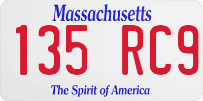 MA license plate 135RC9