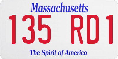 MA license plate 135RD1