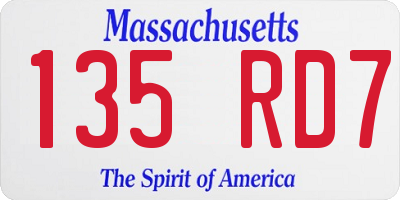 MA license plate 135RD7