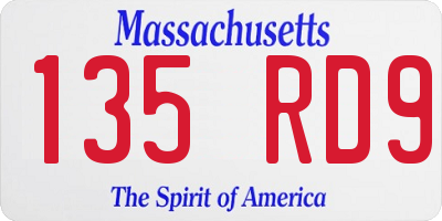 MA license plate 135RD9